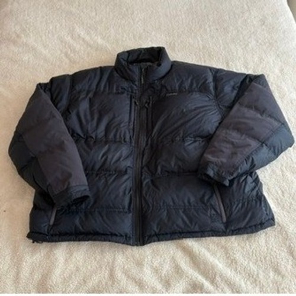 Cabelas Mens 3XL Tall Navy Blue 650 Down Puffer Jacket Full Zip Reinforced Elbow